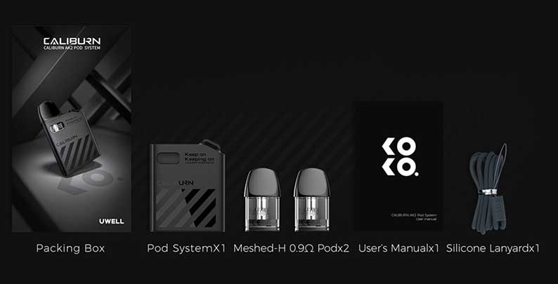 Caliburn AK2 Pod System Kit | 520mAh 15W package
