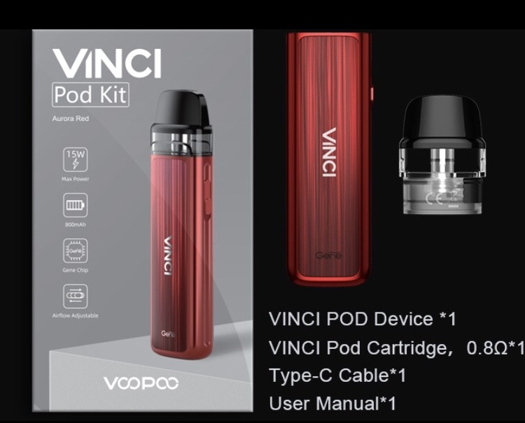 Vinci Pod System Kit | 800mAh 15W package